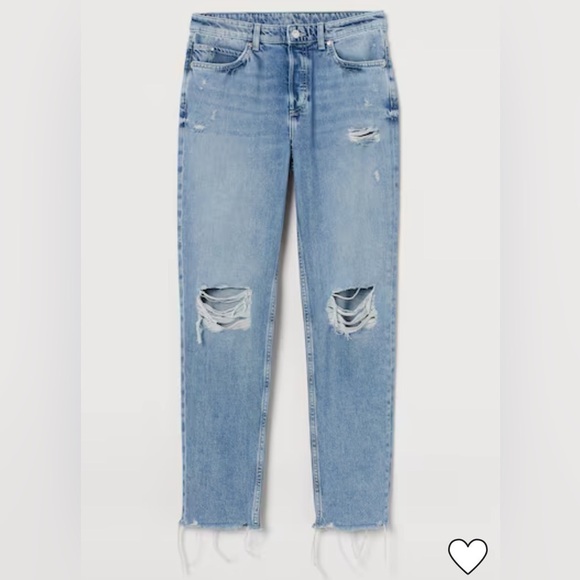& denim Denim - & DENIM BOYFRIEND LOW WAIST BLUE FLY DESTROYED JEANS SIZE 4